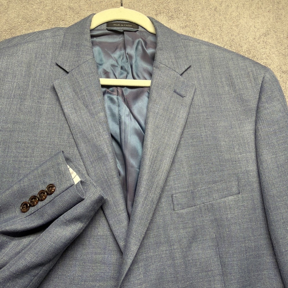 Lauren Ralph Lauren Mens Blue Linen Blend Blazer Lightweight Sport Coat 48L